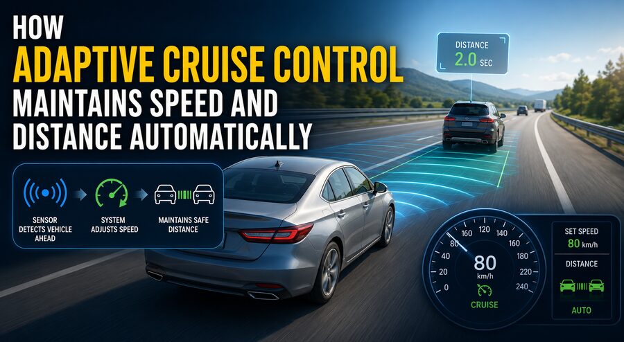 🚗 How Adaptive Cruise Control Maintains Speed and Distance Automatically