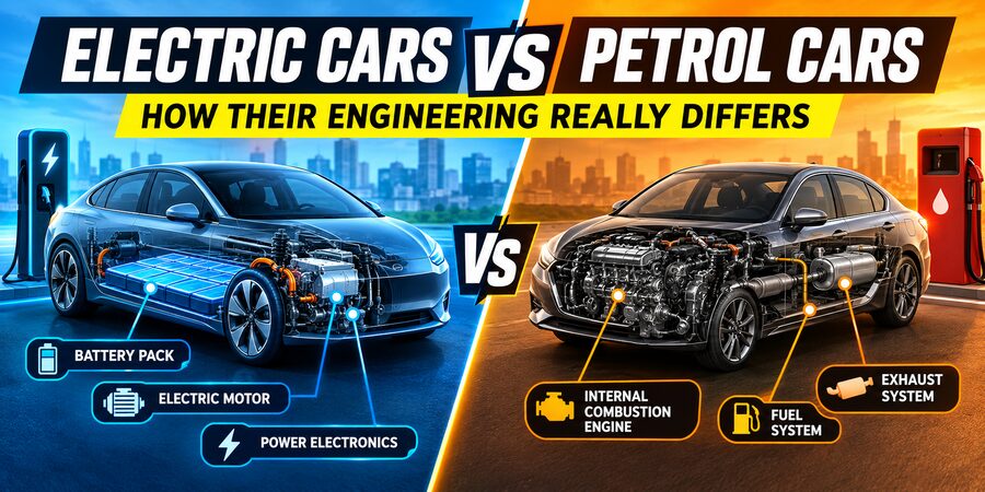 🚗⚡ Electric Cars vs. Petrol Cars: How Their Engineering Really Differs