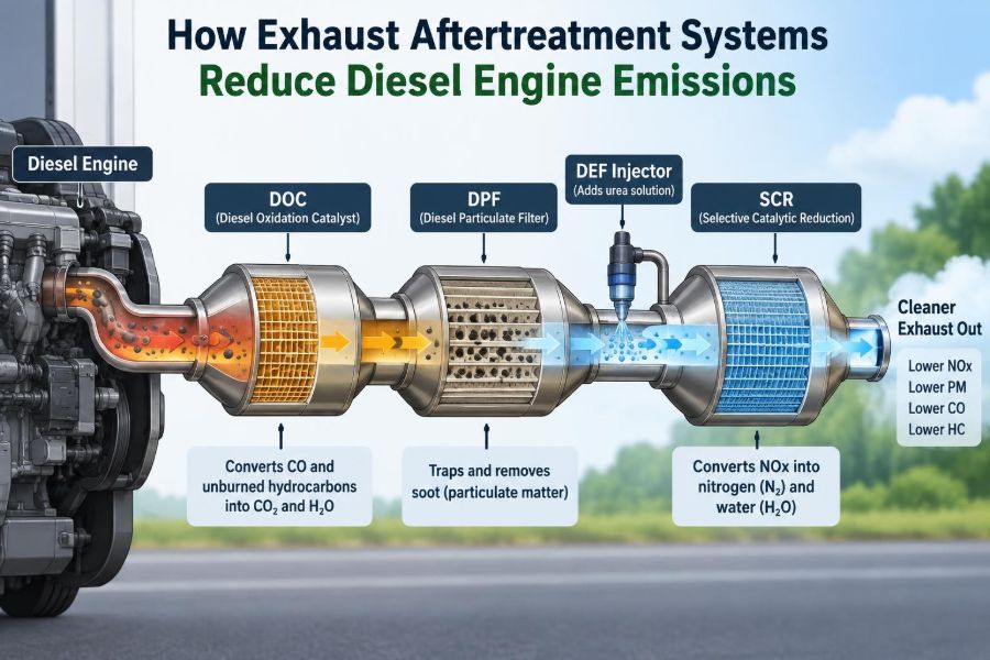💨 How Exhaust Aftertreatment Systems Reduce Diesel Engine Emissions