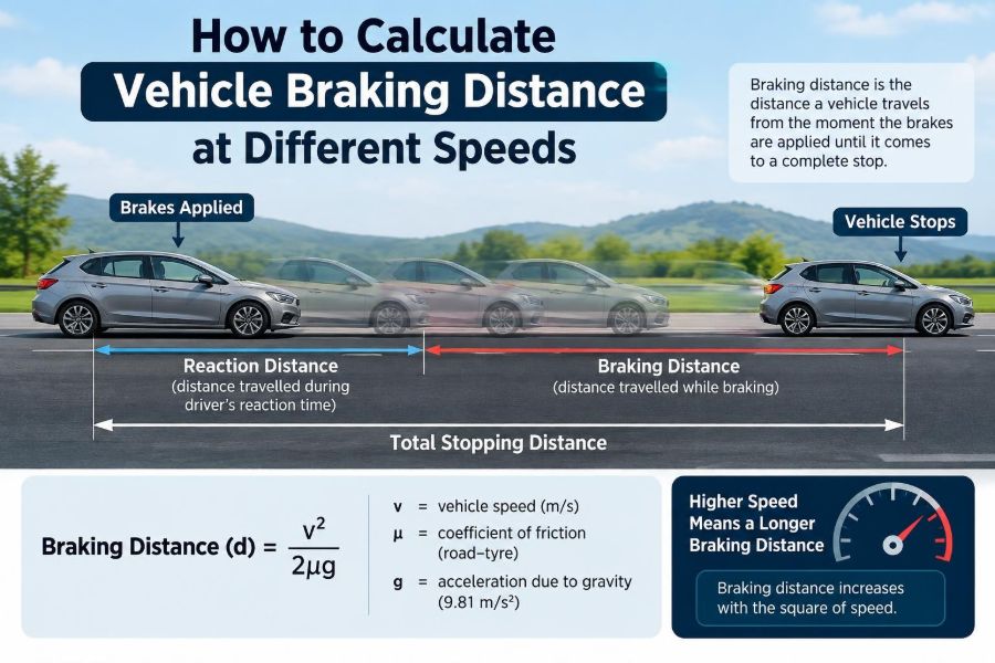 🚗 How to Calculate Vehicle Braking Distance at Different Speeds
