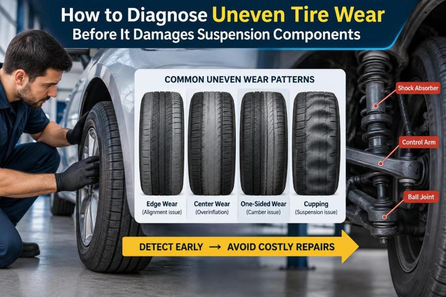 🚗 How to Diagnose Uneven Tire Wear Before It Damages Suspension Components