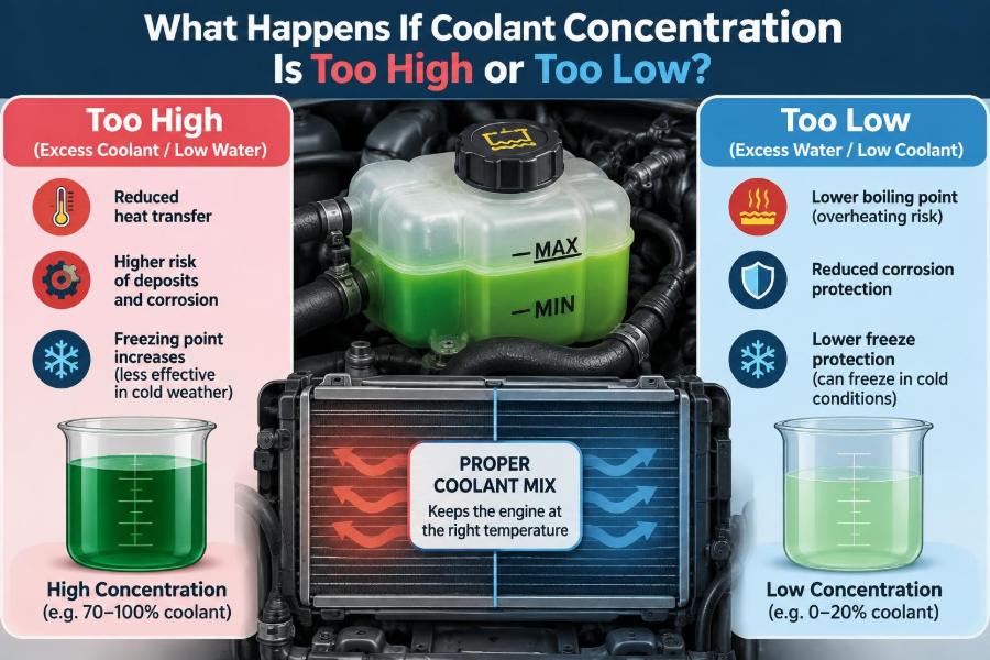 💧 What Happens If Coolant Concentration Is Too High or Too Low?