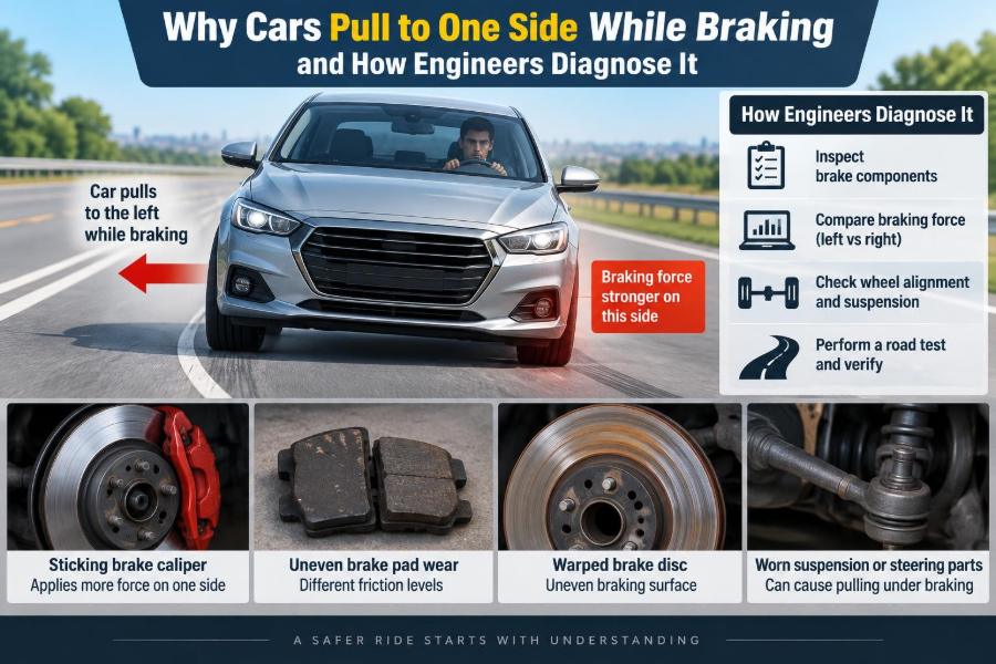 🚘 Why Cars Pull to One Side While Braking and How Engineers Diagnose It