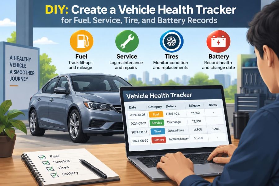 🚗 DIY: Create a Vehicle Health Tracker for Fuel, Service, Tire, and Battery Records