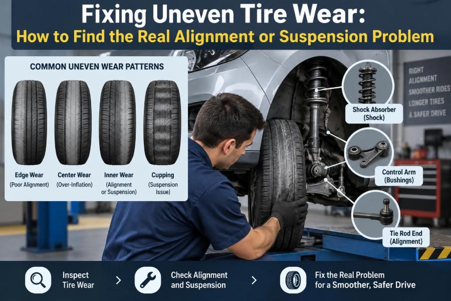 🚗 Fixing Uneven Tire Wear: How to Find the Real Alignment or Suspension Problem