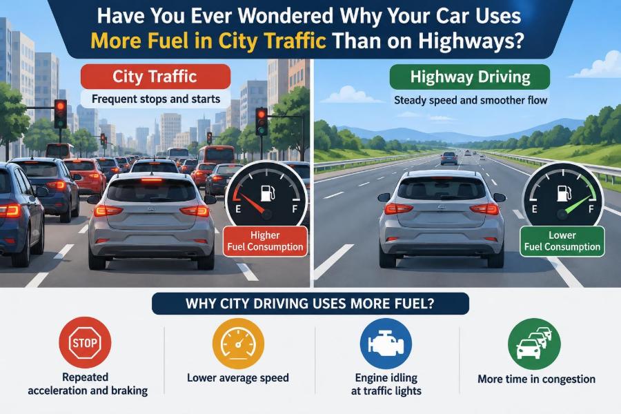 🚗 Have You Ever Wondered Why Your Car Uses More Fuel in City Traffic Than on Highways?