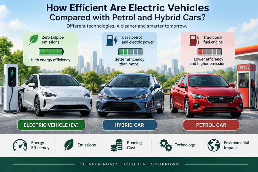 🚗 How Efficient Are Electric Vehicles Compared with Petrol and Hybrid Cars?