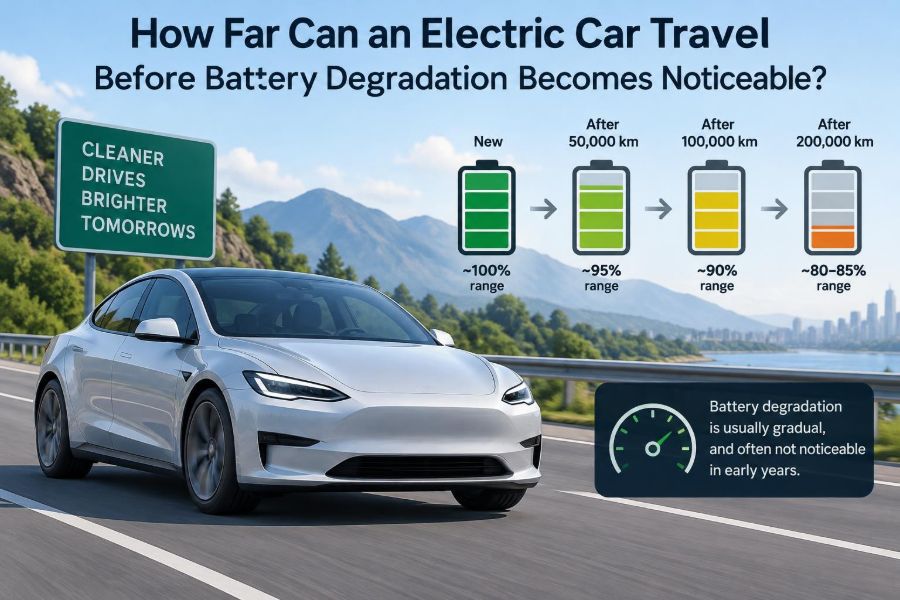 🚗 How Far Can an Electric Car Travel Before Battery Degradation Becomes Noticeable?