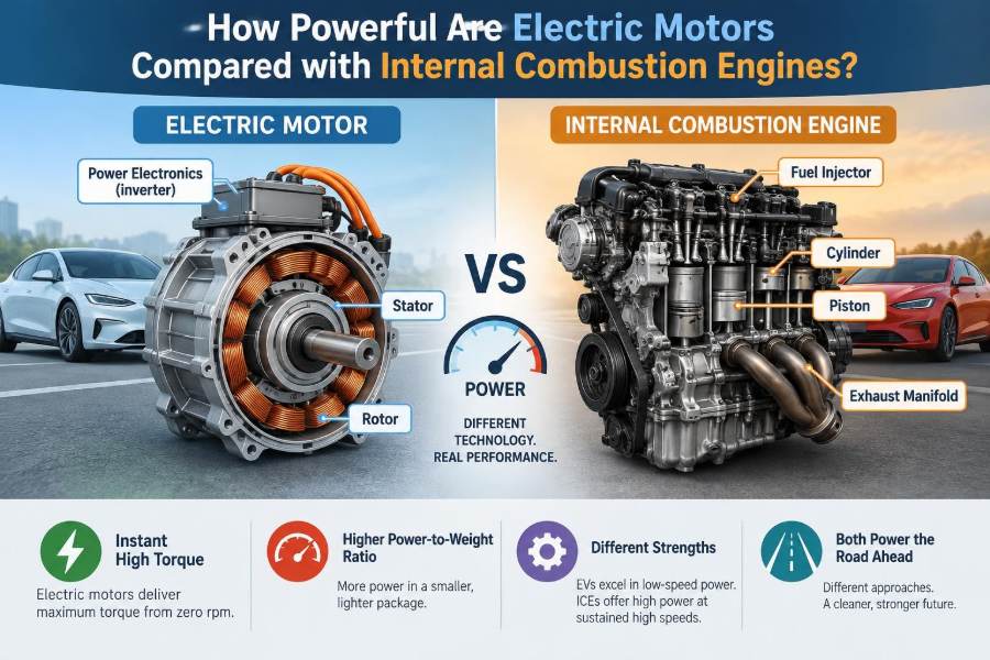 🚗 How Powerful Are Electric Motors Compared with Internal Combustion Engines?
