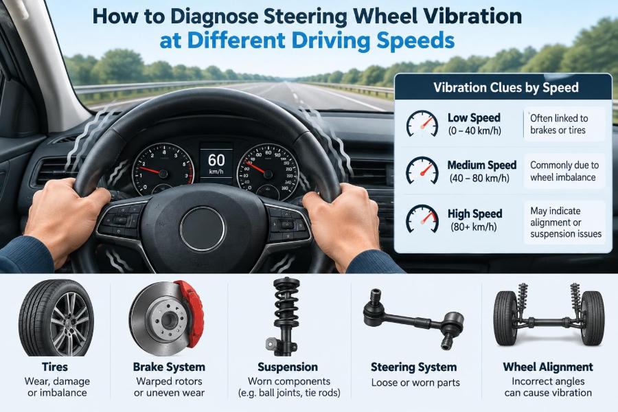 🚗 How to Diagnose Steering Wheel Vibration at Different Driving Speeds