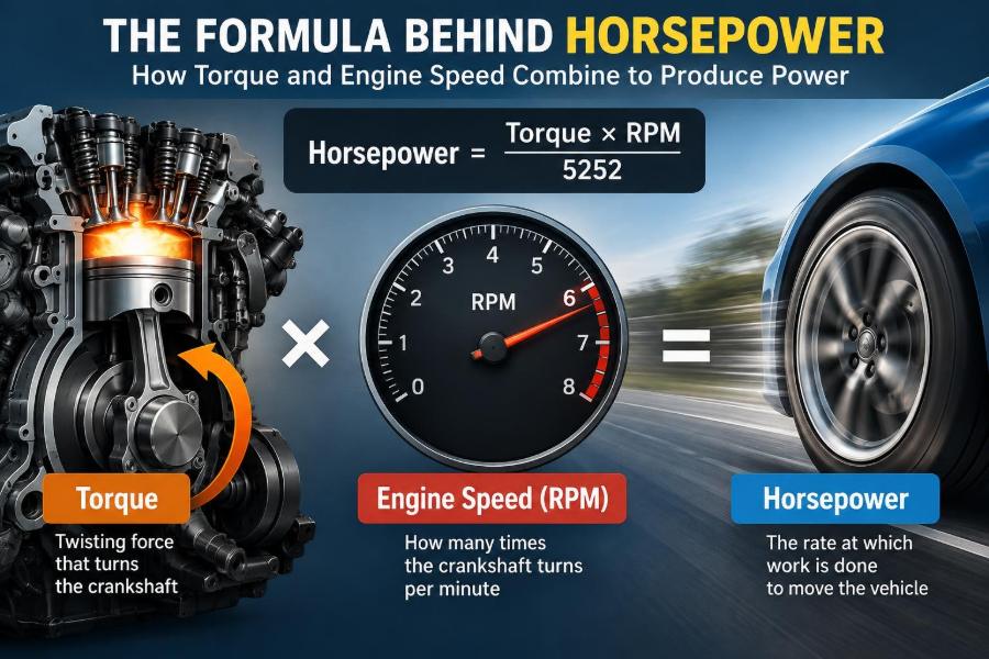 🚗 The Formula Behind Horsepower: How Torque and Engine Speed Combine to Produce Power