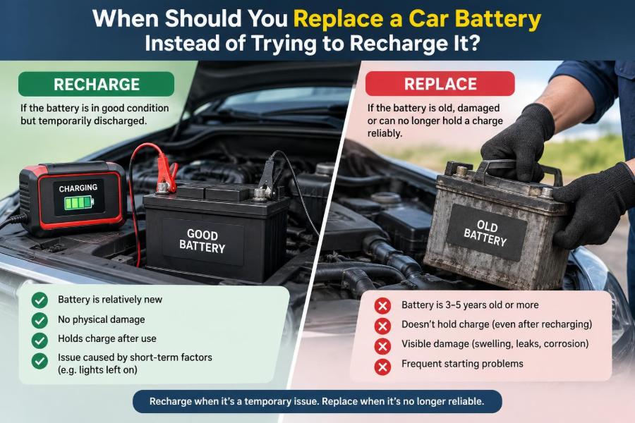 🚗 When Should You Replace a Car Battery Instead of Trying to Recharge It?