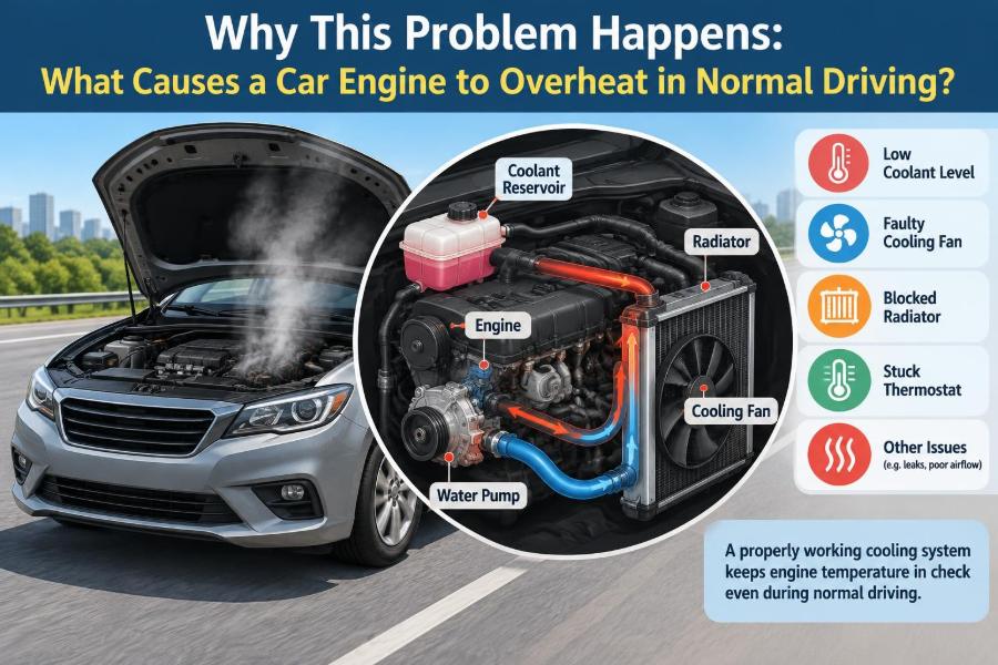 🚗 Why This Problem Happens: What Causes a Car Engine to Overheat in Normal Driving?